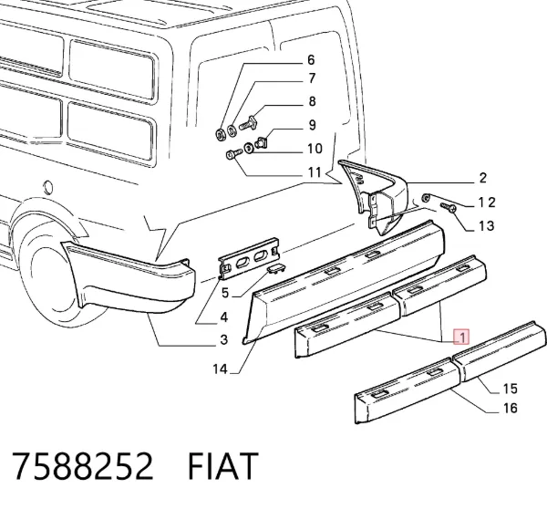 Pára-choque traseiro 7588252 Fiat/Alfa/Lancia