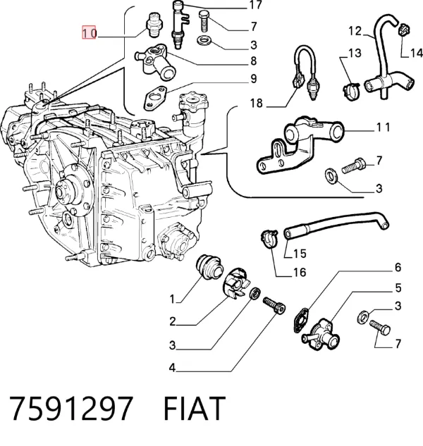 Sensor de temperatura do fluido de esfriamento 7591297 Fiat/Alfa/Lancia