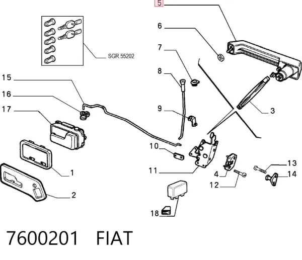 Maçaneta dianteira direita da porta externa 7600201 Fiat/Alfa/Lancia