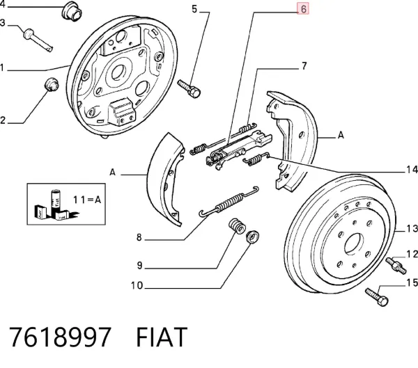 Mecanismo de aproximação (de auto-aproximação) das sapatas de tambor (kit de reparação levadiça) 7618997 Fiat/Alfa/Lancia