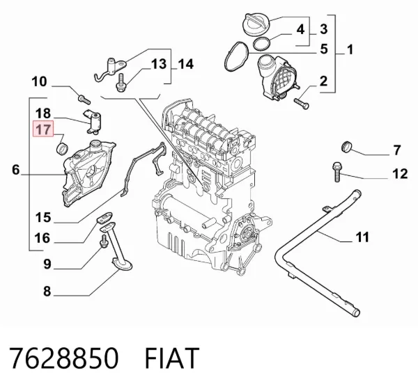 Vedação dianteira de cambota de motor 7628850 Fiat/Alfa/Lancia