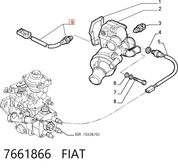 Sensor de temperatura do fluido de esfriamento 7661866 Fiat/Alfa/Lancia