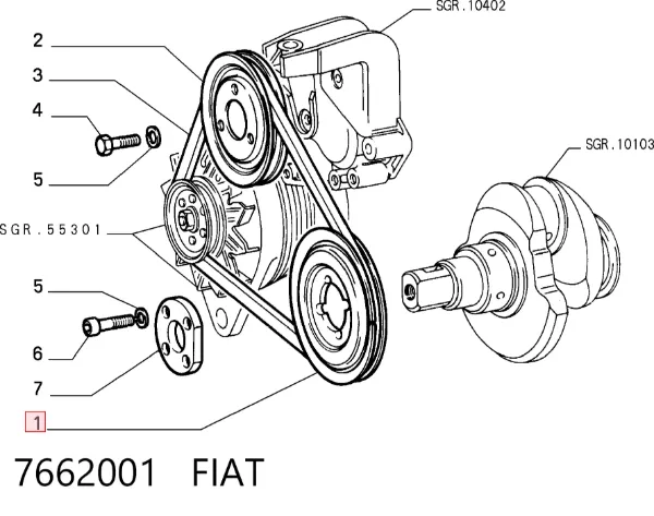 Polia de cambota 7662001 Fiat/Alfa/Lancia