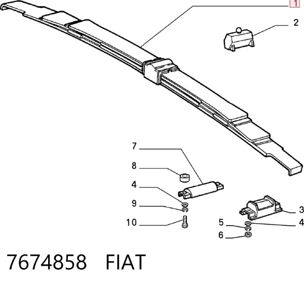 Suspensão de lâminas traseiro 7674858 Fiat/Alfa/Lancia