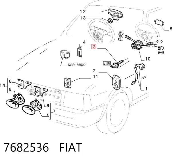 Sensor de ativação do sinal de parada 7682536 Fiat/Alfa/Lancia