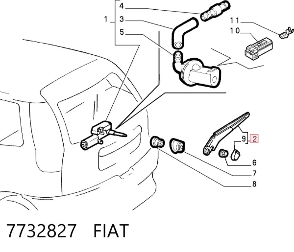 Braço de limpa-pára-brisas de vidro traseiro 7732827 Fiat/Alfa/Lancia