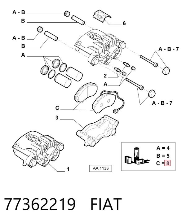 Sapatas do freio dianteiras de disco 77362219 Fiat/Alfa/Lancia