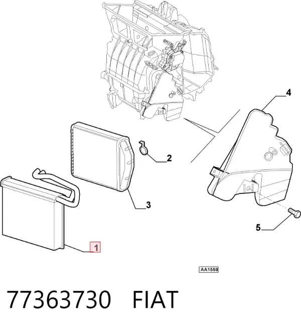 Vaporizador de aparelho de ar condicionado 77363730 Fiat/Alfa/Lancia