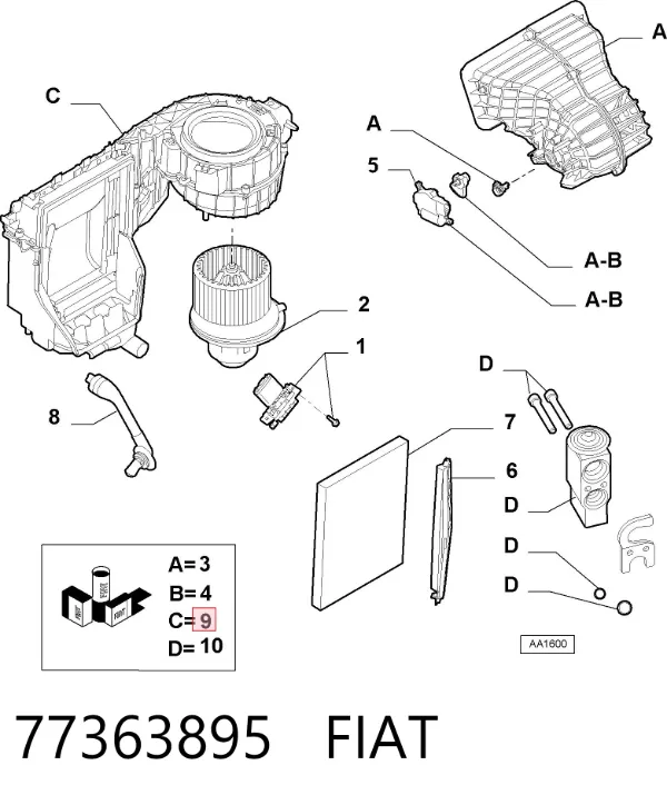 Vaporizador de aparelho de ar condicionado 77363895 Fiat/Alfa/Lancia