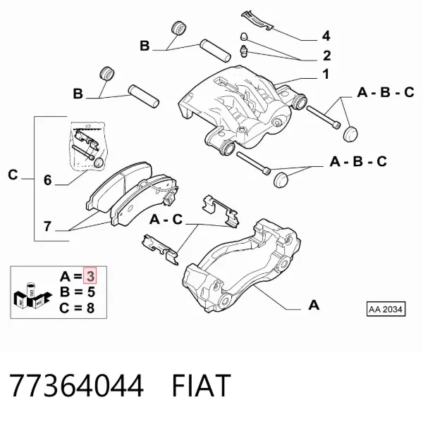 Braçadeira do freio de suporte dianteiro 77364044 Fiat/Alfa/Lancia