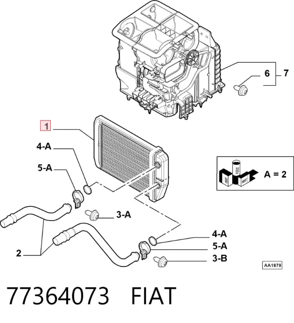 Radiador de forno (de aquecedor) 77364073 Fiat/Alfa/Lancia