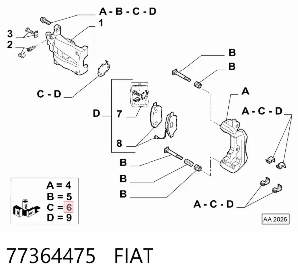 Kit de reparação dos freios traseiros 77364475 Fiat/Alfa/Lancia
