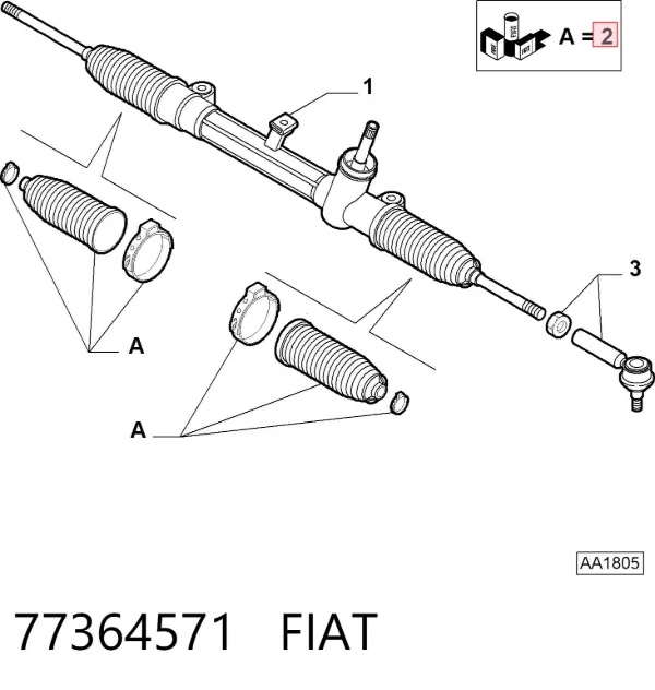Bota de proteção do mecanismo de direção (de cremalheira) 77364571 Fiat/Alfa/Lancia