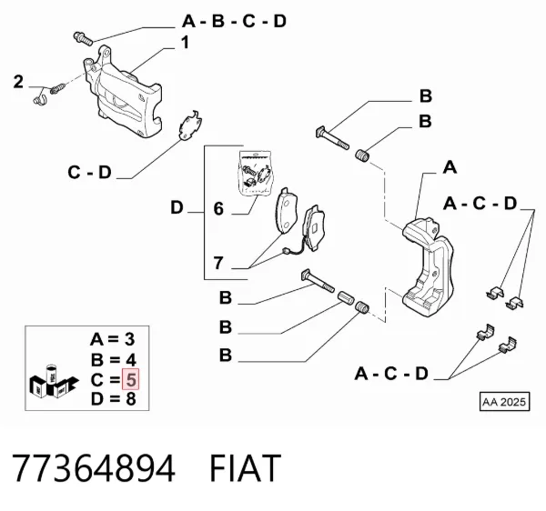 Kit de reparação dos freios traseiros 77364894 Fiat/Alfa/Lancia