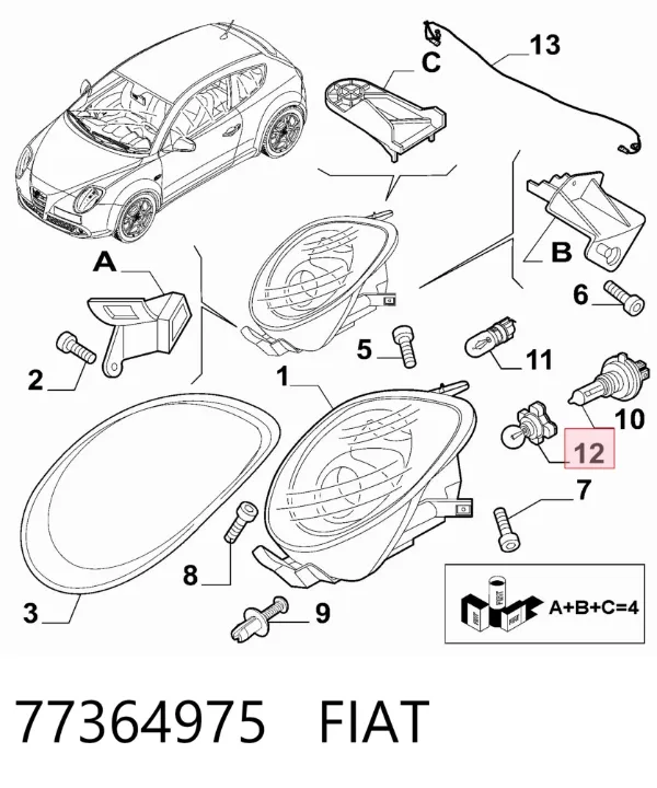 Lâmpada halógena 77364975 Fiat/Alfa/Lancia