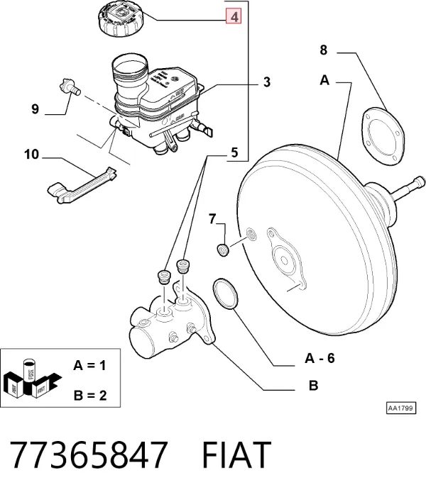 Tampa de tanque de cilindro mestre do freio 77365847 Fiat/Alfa/Lancia