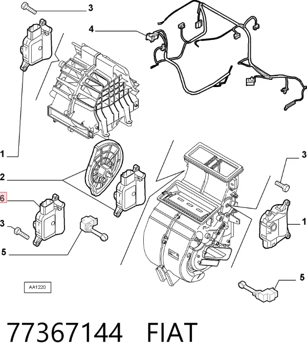 Acionamento de comporta de forno 77367144 Fiat/Alfa/Lancia