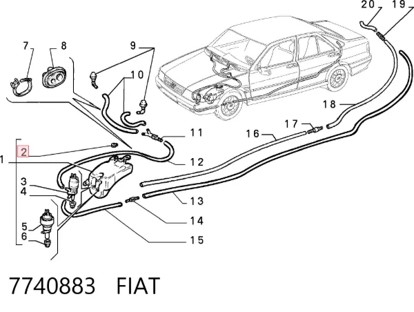 Tampa de tanque de fluido para lavador 7740883 Fiat/Alfa/Lancia