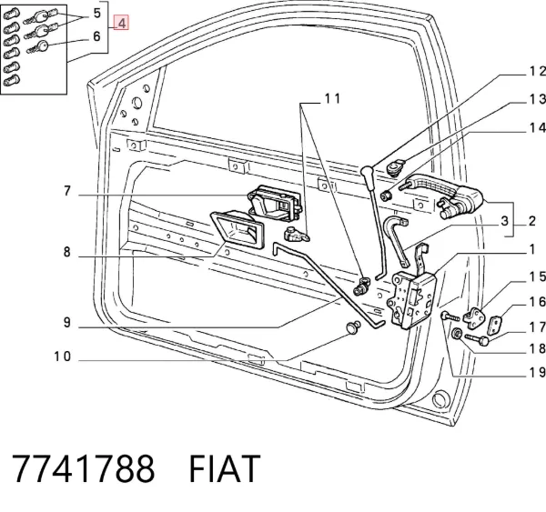 Cilindros de fecho, kit 7741788 Fiat/Alfa/Lancia