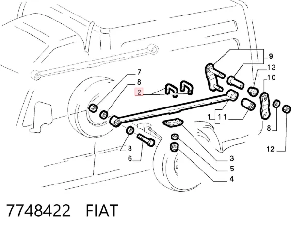Estribo da suspensão de lâminas 7748422 Fiat/Alfa/Lancia