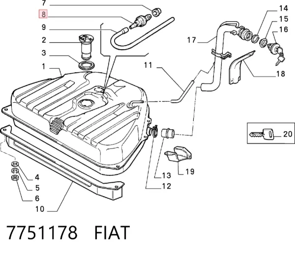 Válvula de retenção para devolução de combustível 7751178 Fiat/Alfa/Lancia