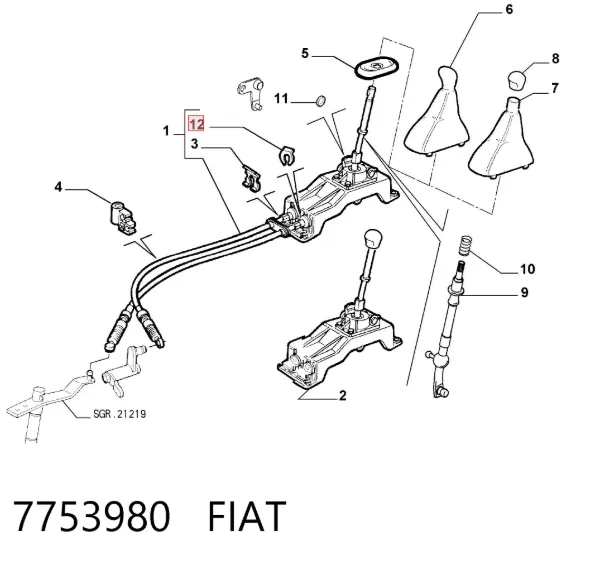 Braçadeira de cabos da Caixa de Mudança 7753980 Fiat/Alfa/Lancia