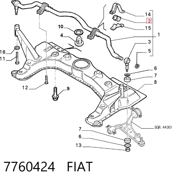 Bucha de estabilizador dianteiro 7760424 Fiat/Alfa/Lancia