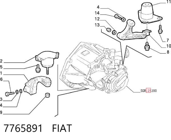 Coxim (suporte) dianteiro de motor 7765891 Fiat/Alfa/Lancia