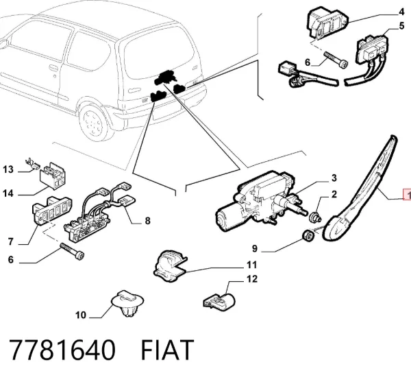Braço de limpa-pára-brisas de vidro traseiro 7781640 Fiat/Alfa/Lancia