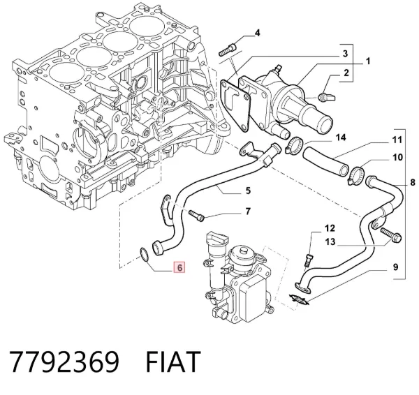 Vedante anular de tubo do radiador de forno 7792369 Fiat/Alfa/Lancia