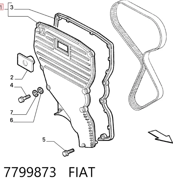 Proteção da correia do mecanismo de distribuição de gás 7799873 Fiat/Alfa/Lancia