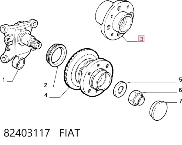 Cubo traseiro 82403117 Fiat/Alfa/Lancia