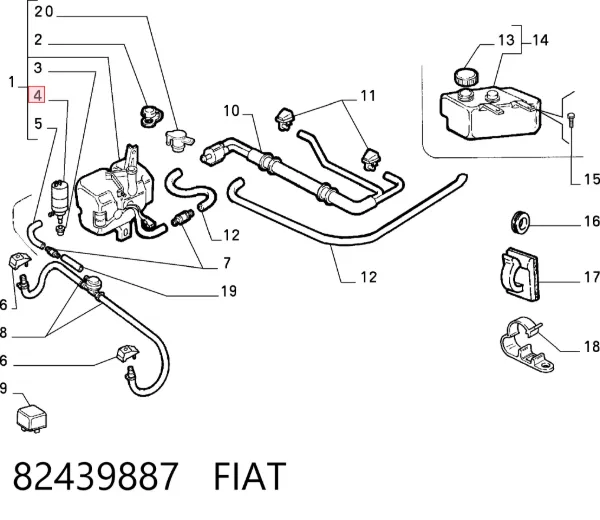 Bomba de motor de fluido para lavador de vidro dianteiro 82439887 Fiat/Alfa/Lancia
