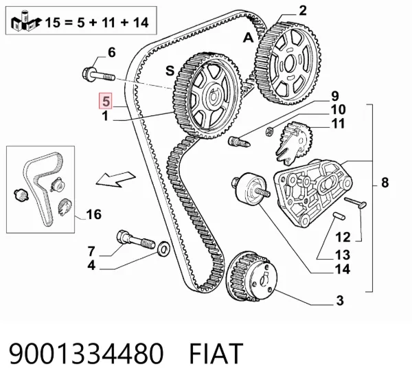 Correia do mecanismo de distribuição de gás 9001334480 Fiat/Alfa/Lancia