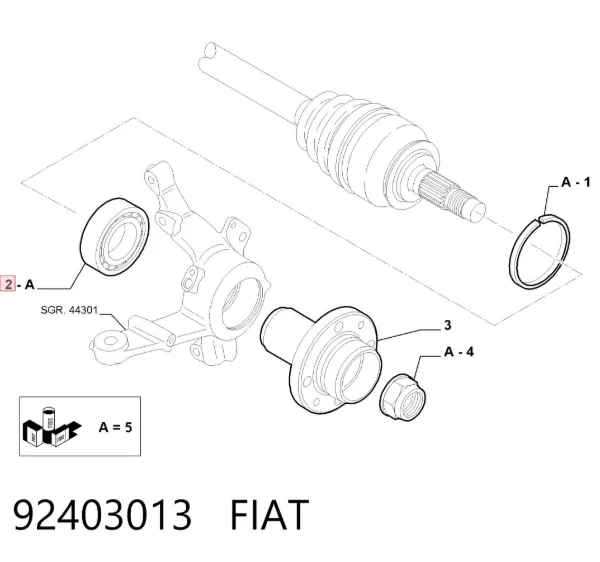 Rolamento de cubo dianteiro 92403013 Fiat/Alfa/Lancia