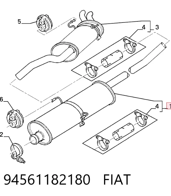 Silenciador, parte central 94561182180 Fiat/Alfa/Lancia