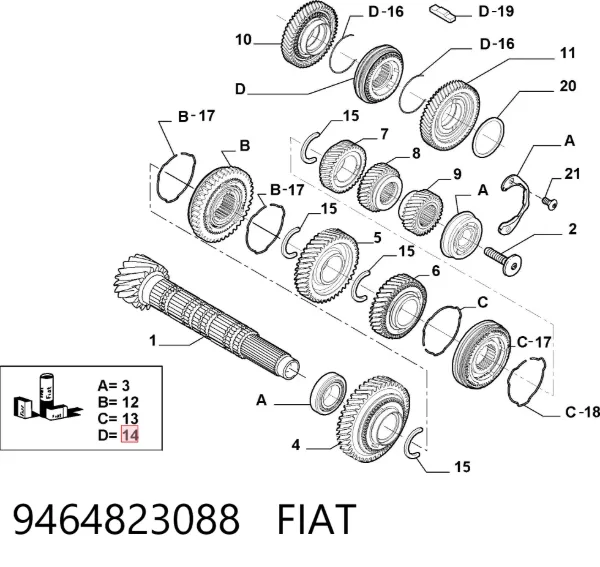 Sincronizador de 5ª/6ª velocidade 9464823088 Fiat/Alfa/Lancia