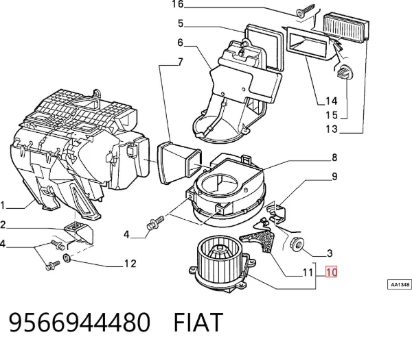 Motor de ventilador de forno (de aquecedor de salão) 9566944480 Fiat/Alfa/Lancia