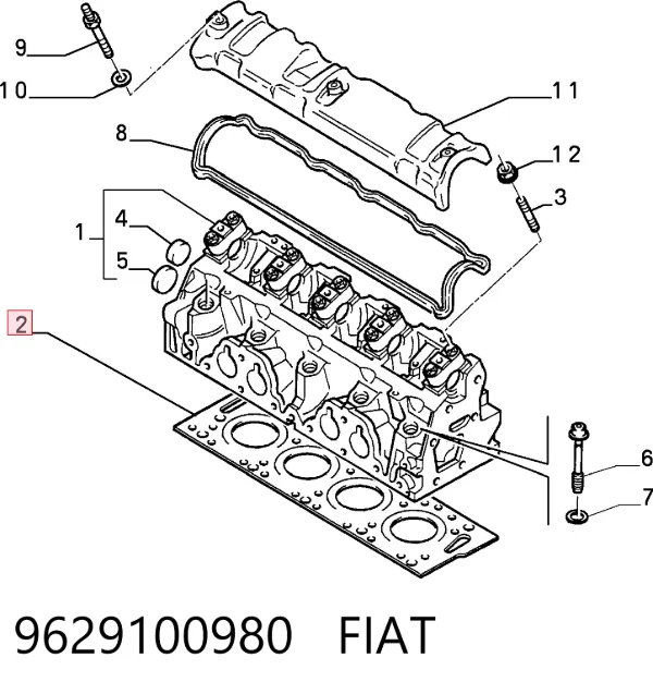 Vedante de cabeça de motor (CBC) 9629100980 Fiat/Alfa/Lancia