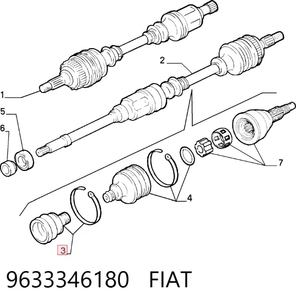 Bota de proteção interna de junta homocinética do semieixo dianteiro 9633346180 Fiat/Alfa/Lancia