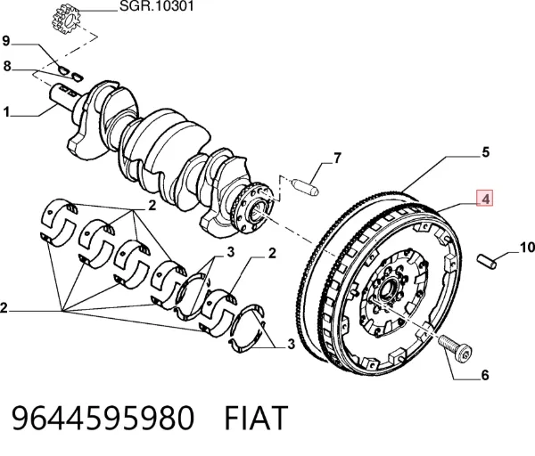 Volante de motor 9644595980 Fiat/Alfa/Lancia