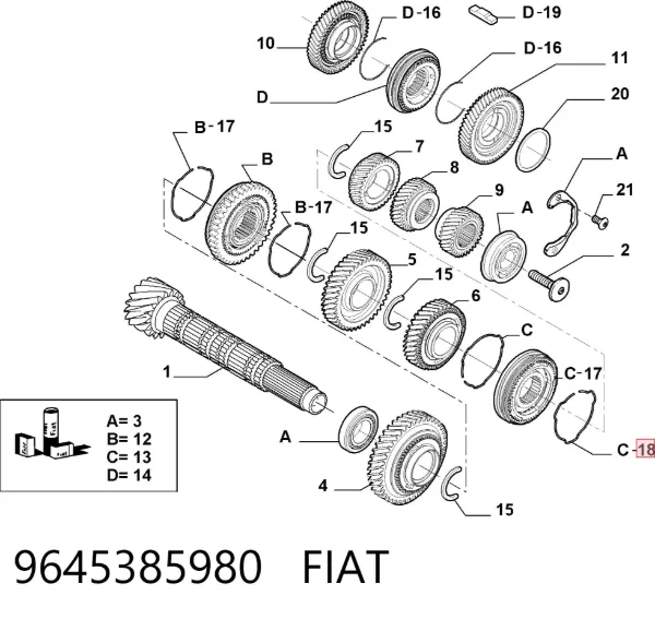 Anel de sincronizador 9645385980 Fiat/Alfa/Lancia
