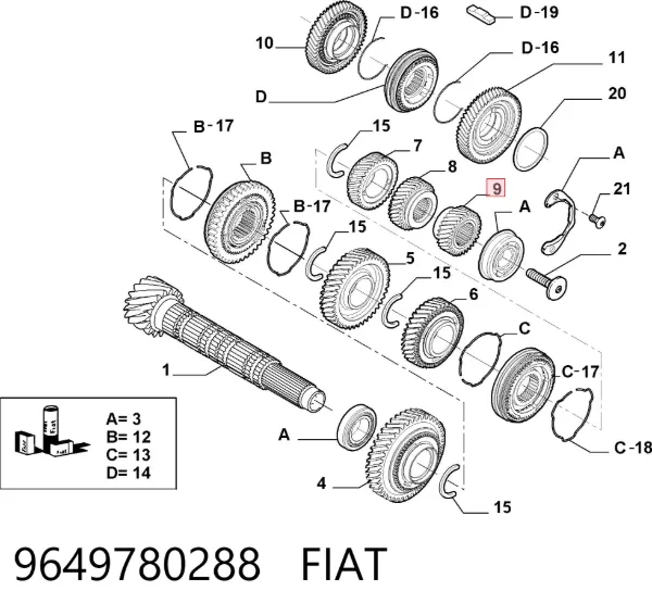 Roda dentada propulsionada de 6ª velocidade 9649780288 Fiat/Alfa/Lancia