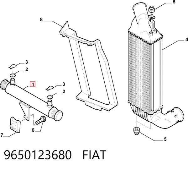 Radiador de intercooler 9650123680 Fiat/Alfa/Lancia