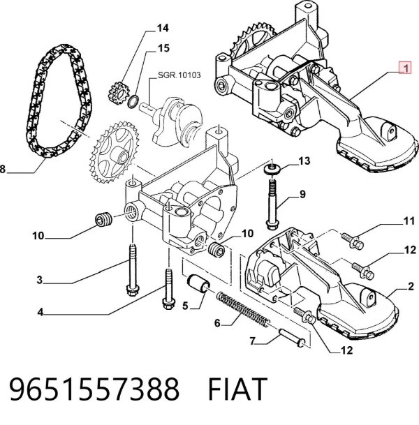 Bomba de óleo 9651557388 Fiat/Alfa/Lancia