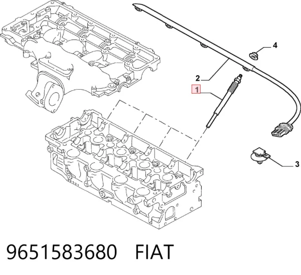 Vela de incandescência 9651583680 Fiat/Alfa/Lancia