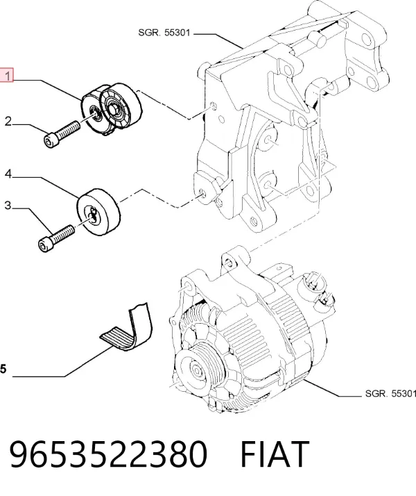 Reguladora de tensão da correia de transmissão 9653522380 Fiat/Alfa/Lancia