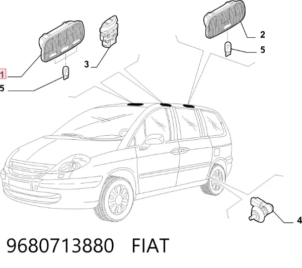 Quebra-luz traseiro de iluminação de salão (de cabina) 9680713880 Fiat/Alfa/Lancia