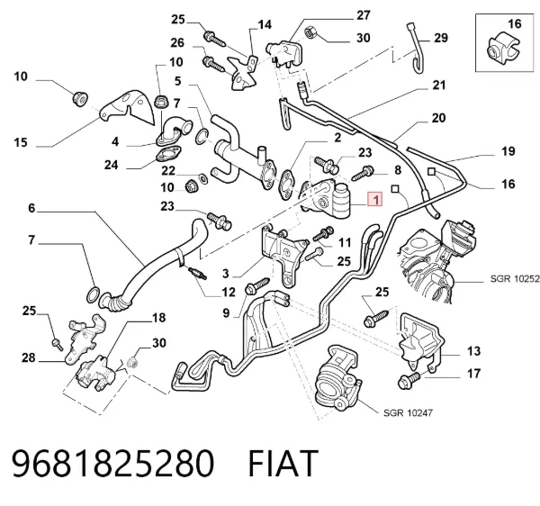 Válvula EGR de recirculação dos gases 9681825280 Fiat/Alfa/Lancia