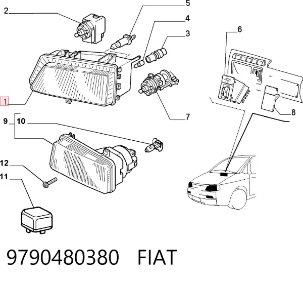 Luz direita 9790480380 Fiat/Alfa/Lancia